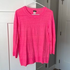 J. Crew Medium hot pink 3/4 sleeve linen sweater